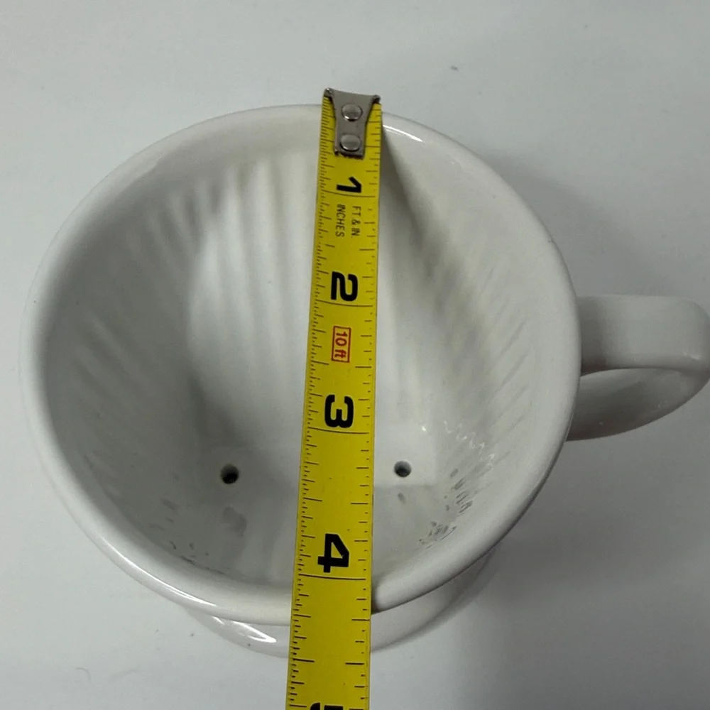 Sur La Table White Ceramic Stoneware Pour Over Coffee Dripper 3 Hole Flat Bottom